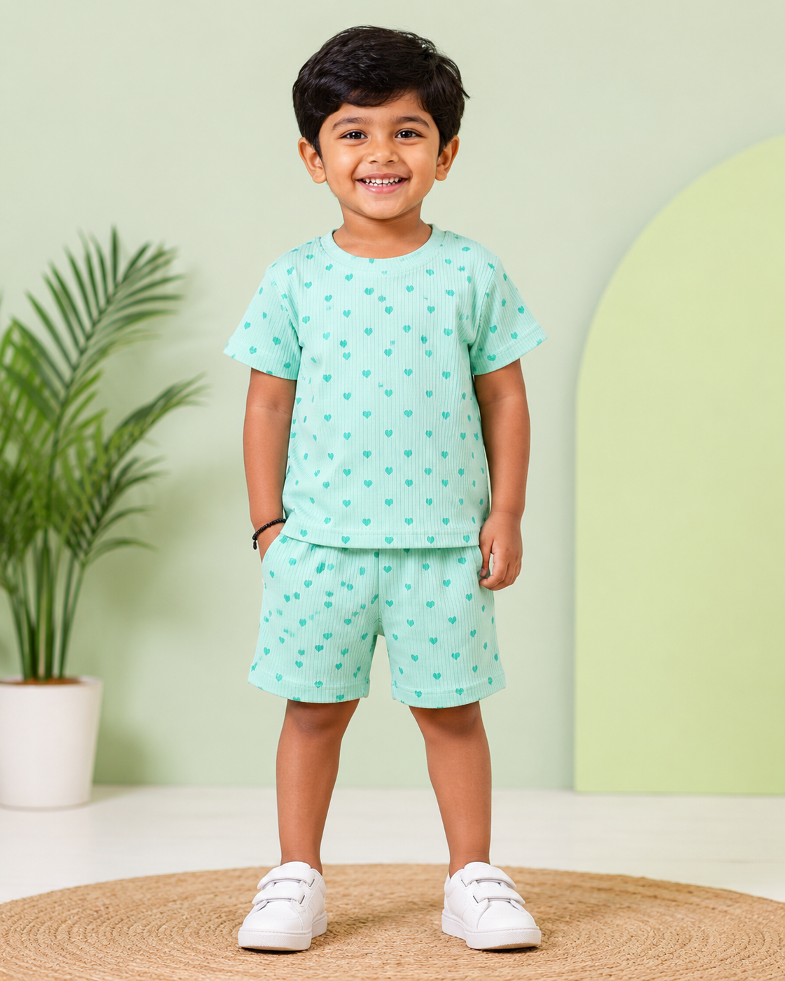 Green heart printed Co-ords - Image 2