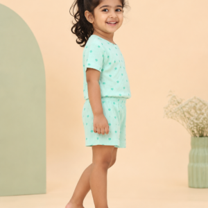 Green heart printed Co-ords