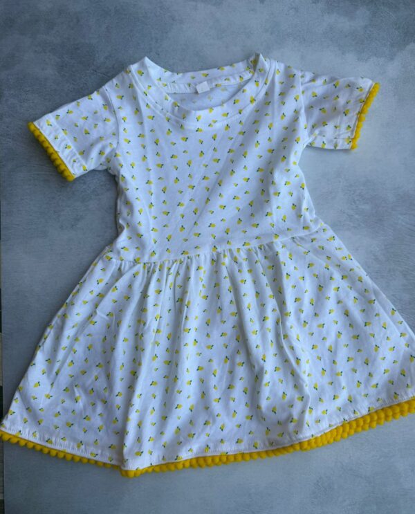 White-Yellow polka print frock